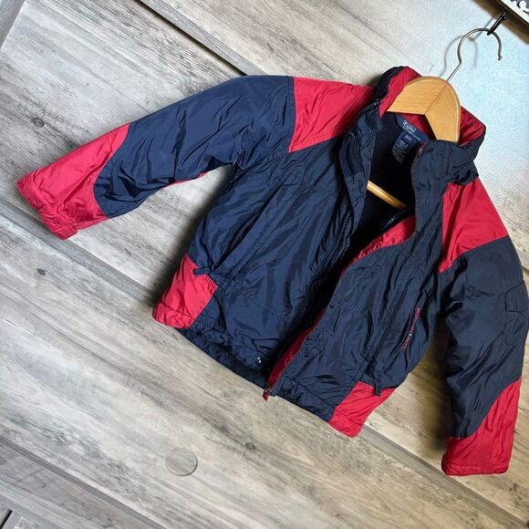Polo by Ralph Lauren Red & Navy Blue Zip Front Jacket Optional Hood toddler 3T - Picture 4 of 15